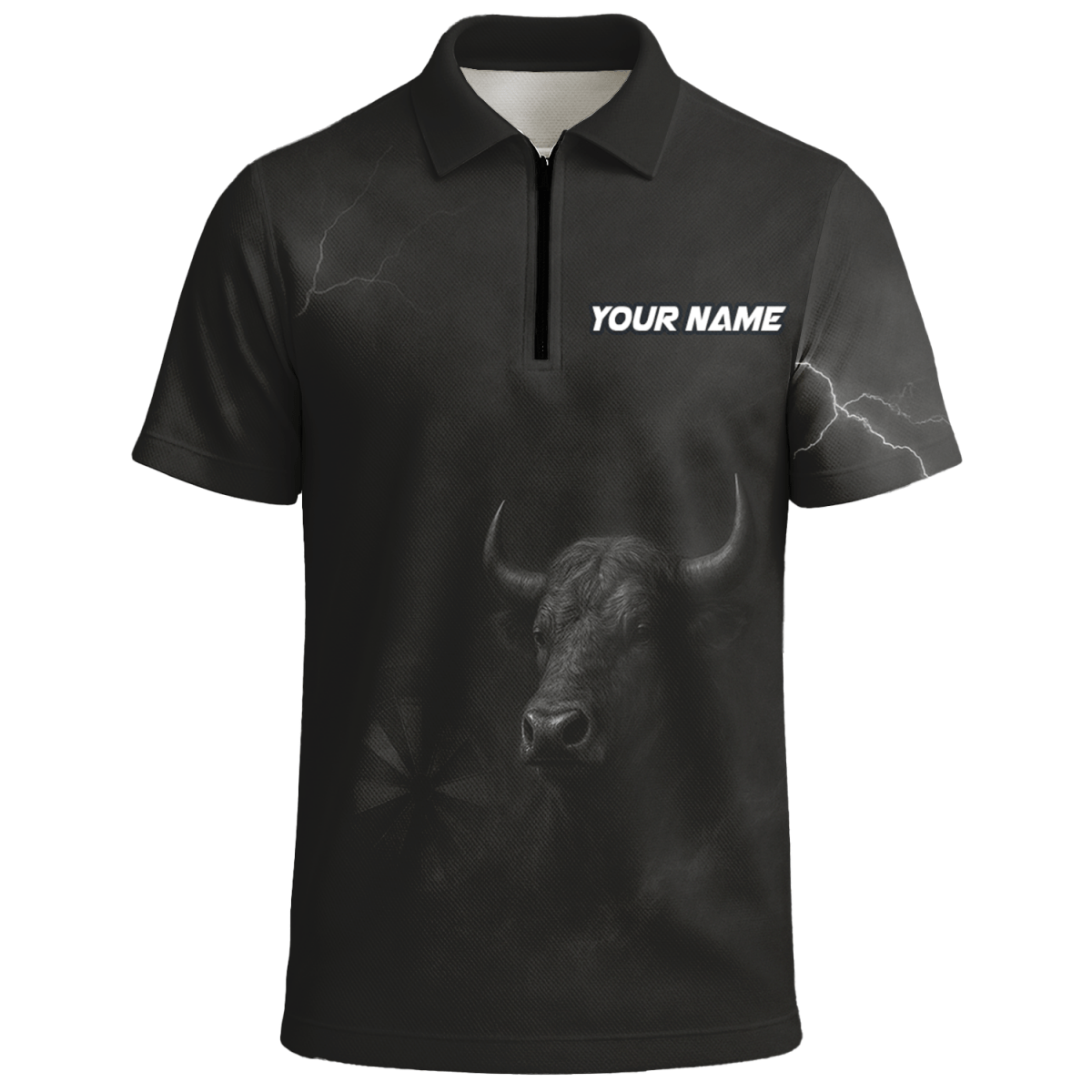 Personalisiertes Herren Polo - Shirt Schwarz - Bull Grunge Dart Design mit Wunschname Q9584 - Outfitsuche