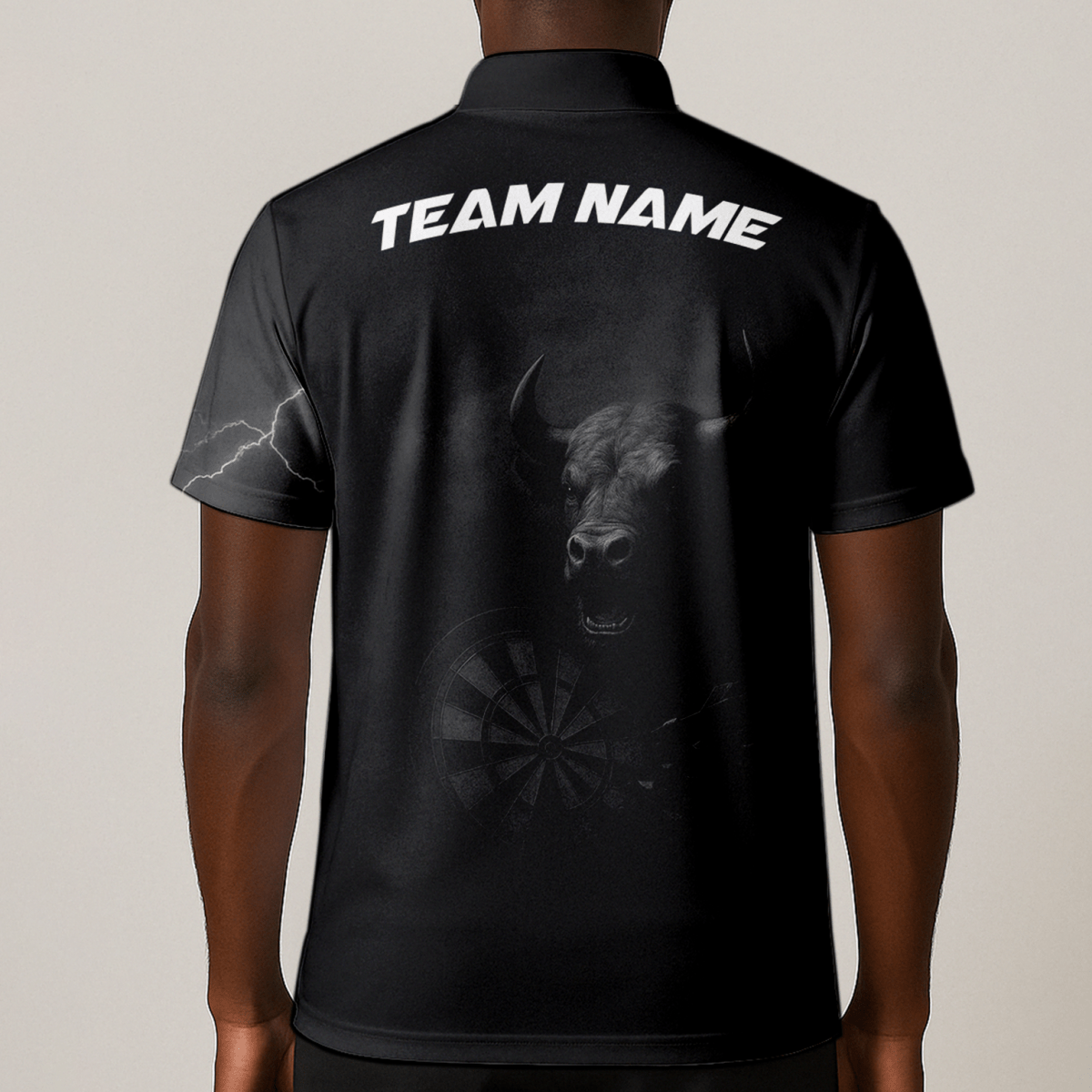 Personalisiertes Herren Polo - Shirt Schwarz - Bull Grunge Dart Design mit Wunschname Q9584 - Outfitsuche