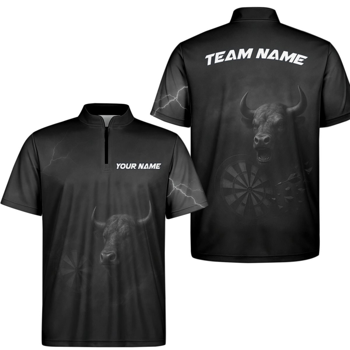 Personalisiertes Herren Polo - Shirt Schwarz - Bull Grunge Dart Design mit Wunschname Q9584 - Outfitsuche