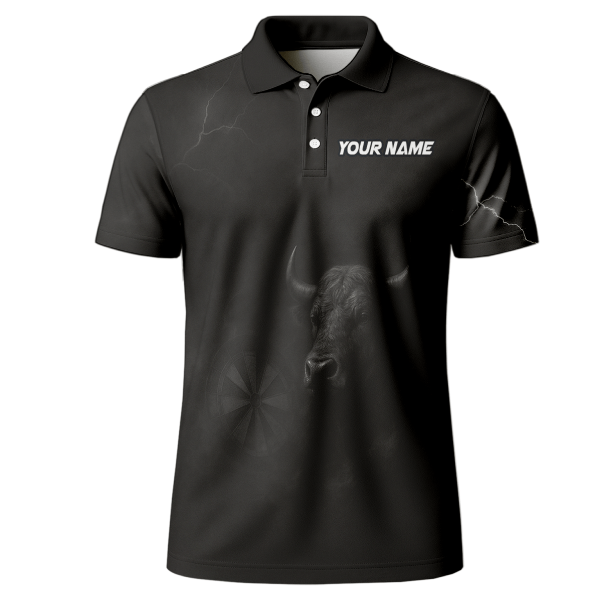 Personalisiertes Herren Polo - Shirt Schwarz - Bull Grunge Dart Design mit Wunschname Q9584 - Outfitsuche