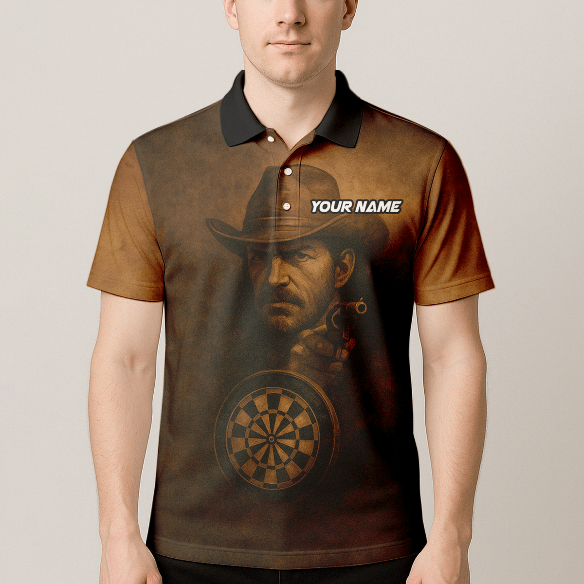 Personalisiertes Herren Polo - Shirt Western Darts Braun Schwarz W6648 - Outfitsuche