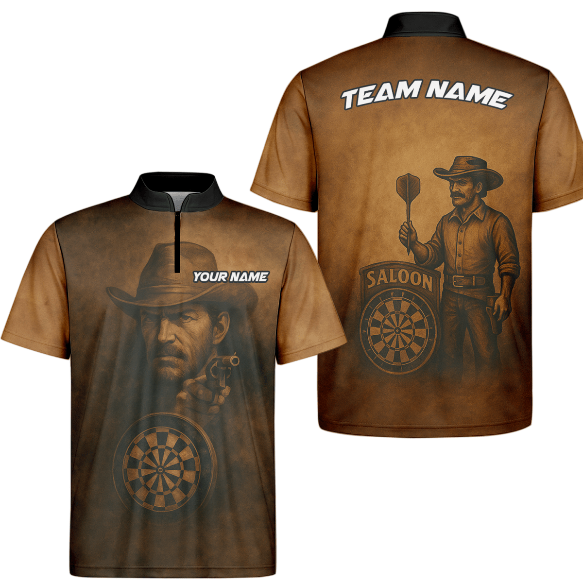 Personalisiertes Herren Polo - Shirt Western Darts Braun Schwarz W6648 - Outfitsuche