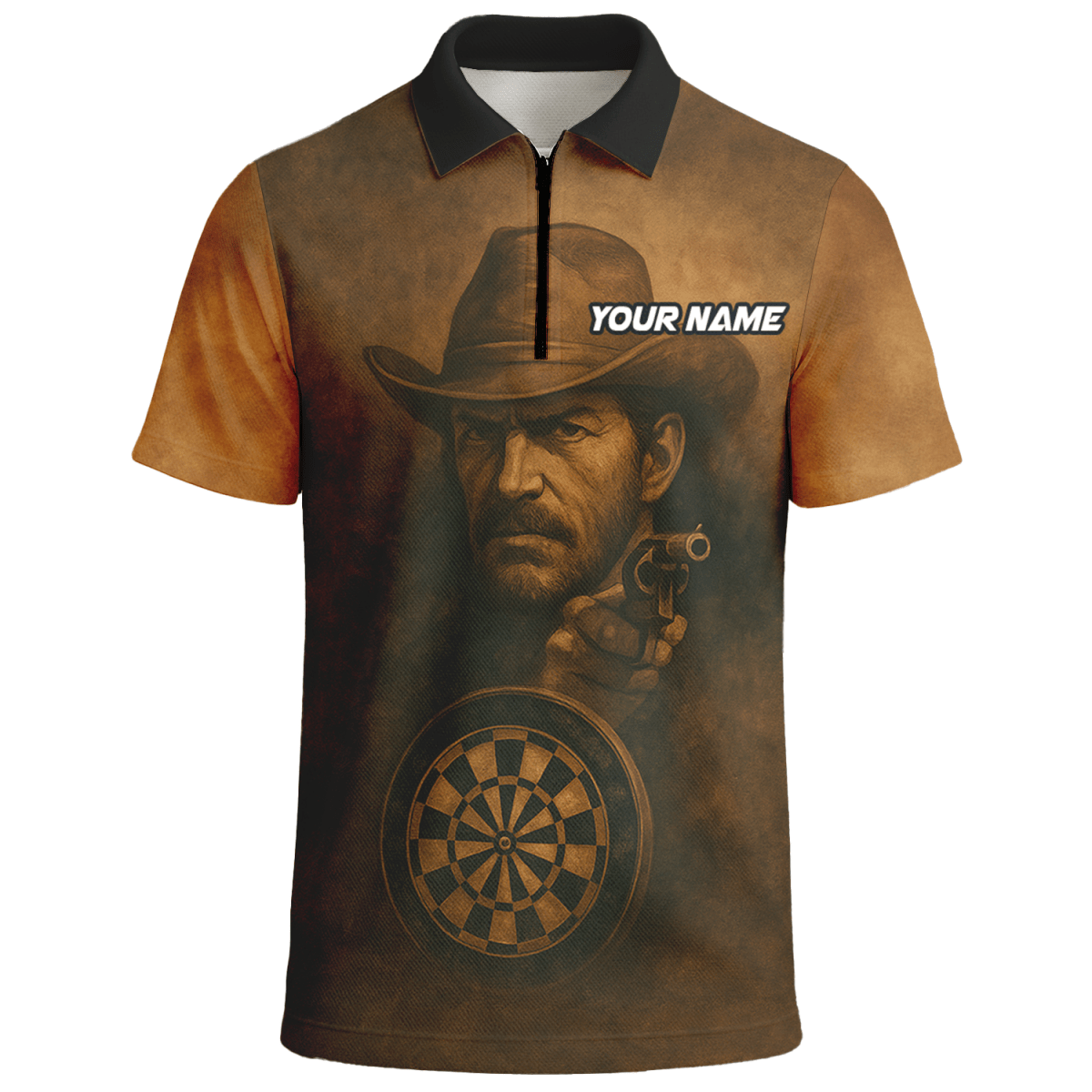 Personalisiertes Herren Polo - Shirt Western Darts Braun Schwarz W6648 - Outfitsuche