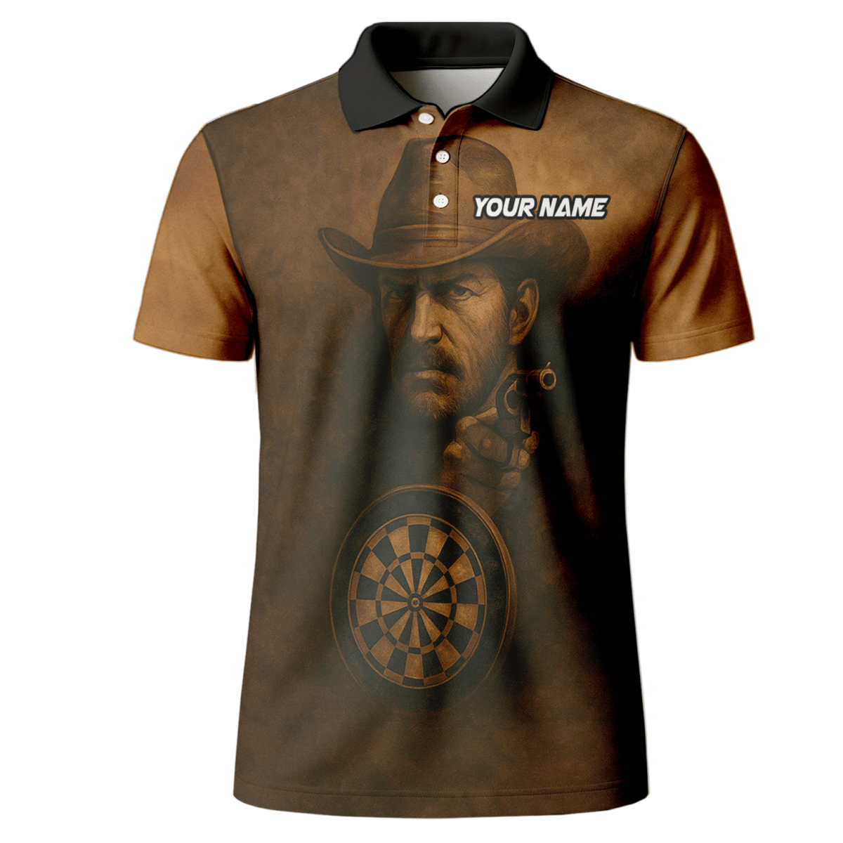 Personalisiertes Herren Polo - Shirt Western Darts Braun Schwarz W6648 - Outfitsuche