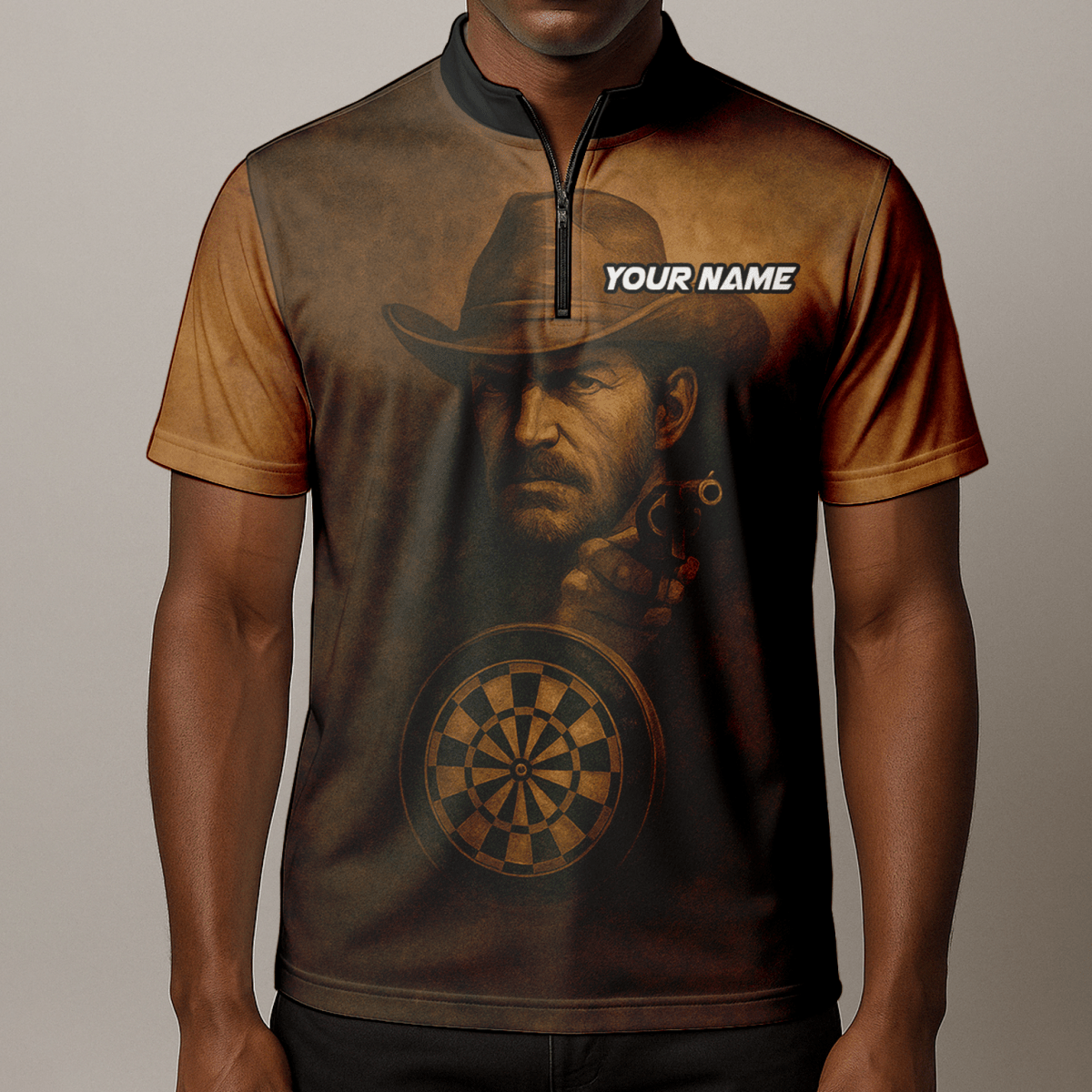 Personalisiertes Herren Polo - Shirt Western Darts Braun Schwarz W6648 - Outfitsuche