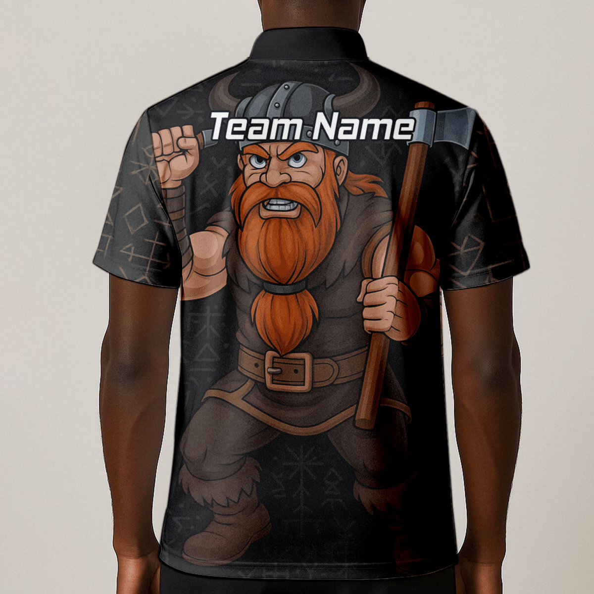 Personalisiertes Herren Polo - Shirt Wikinger Axt Motiv – Feuer Design, Schwarz Rot O0632 - Outfitsuche