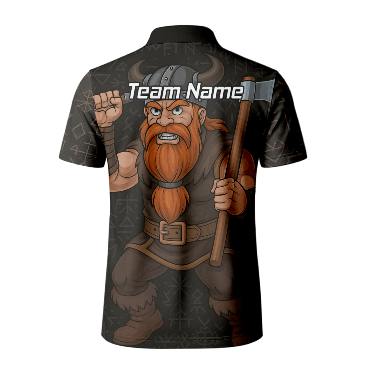 Personalisiertes Herren Polo - Shirt Wikinger Axt Motiv – Feuer Design, Schwarz Rot O0632 - Outfitsuche