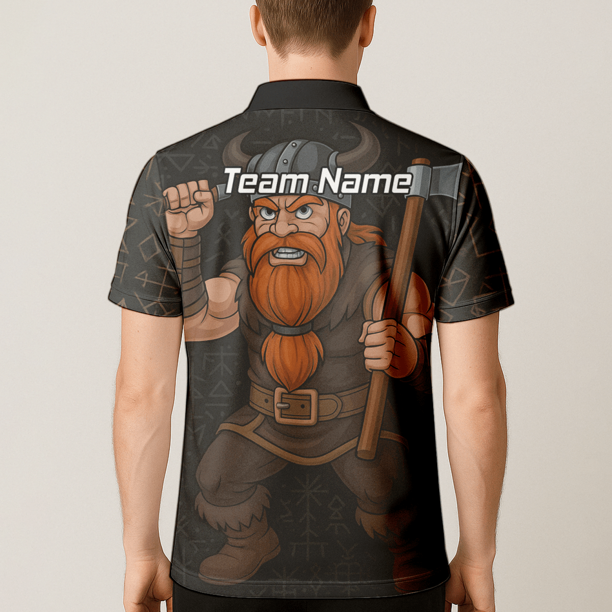 Personalisiertes Herren Polo - Shirt Wikinger Axt Motiv – Feuer Design, Schwarz Rot O0632 - Outfitsuche