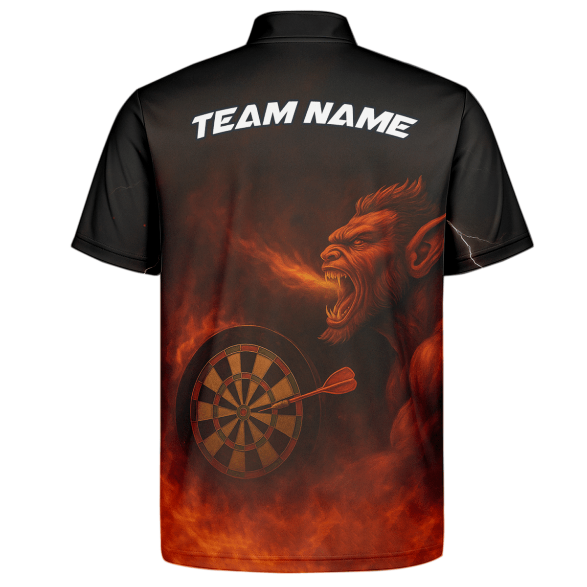 Personalisiertes Herren Polohemd Schwarz Rot mit feuerspeiendem Dämon Motiv W4636 - Outfitsuche