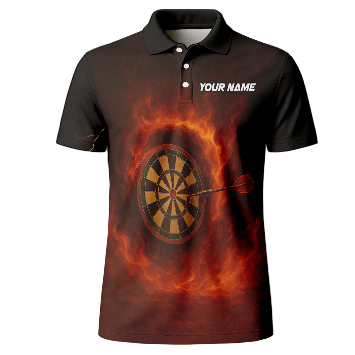 Personalisiertes Herren Polohemd Schwarz Rot mit feuerspeiendem Dämon Motiv W4636 - Outfitsuche