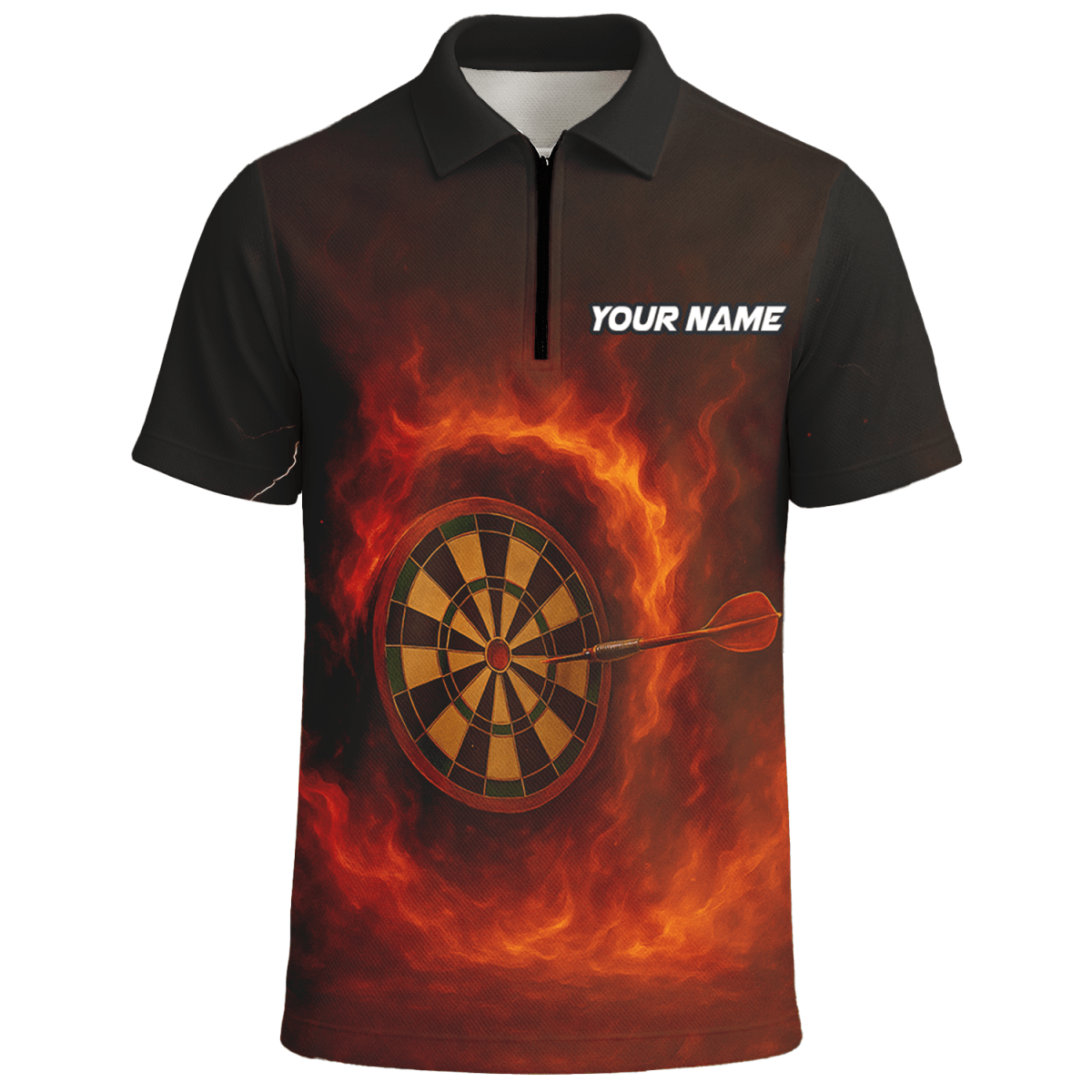 Personalisiertes Herren Polohemd Schwarz Rot mit feuerspeiendem Dämon Motiv W4636 - Outfitsuche