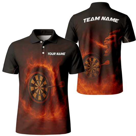 Personalisiertes Herren Polohemd Schwarz Rot mit feuerspeiendem Dämon Motiv W4636 - Outfitsuche