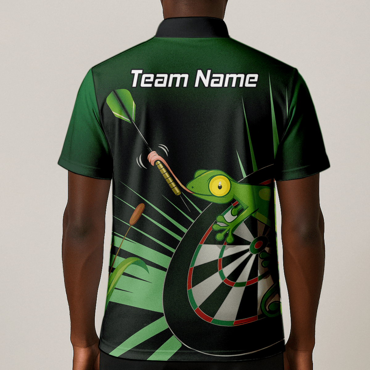 Personalisiertes Herren Poloshirt Darts Gecko Design Grün - Schwarz M5488 - Outfitsuche