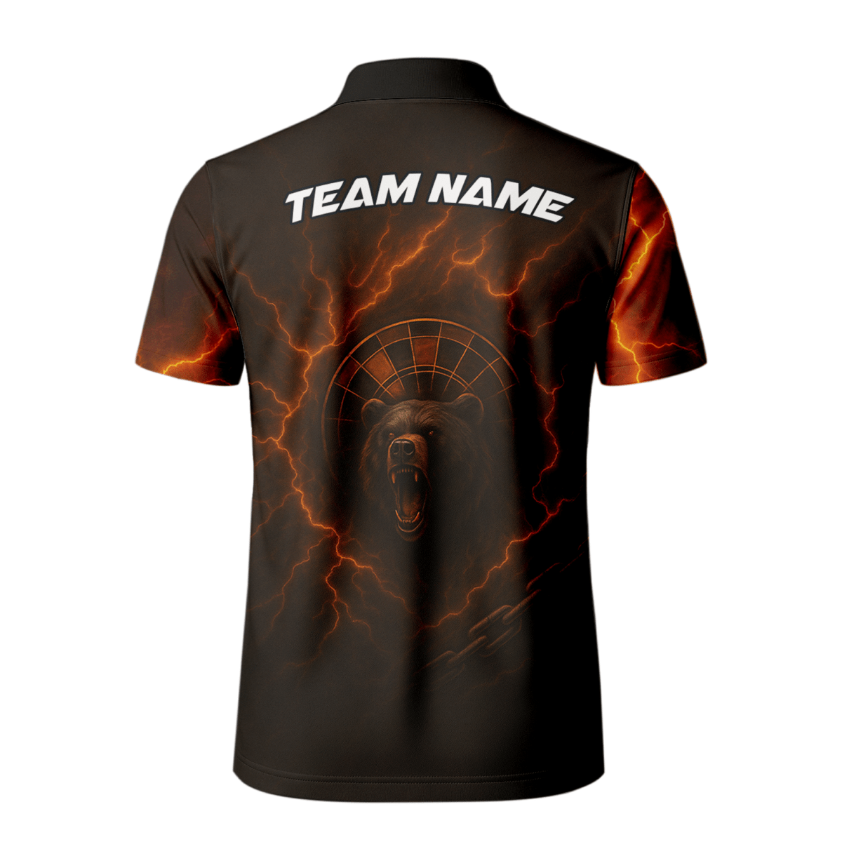 Personalisiertes Herren Poloshirt "Feuriger Bär Blitzpfeil" Schwarz Rot Orange R3672 - Outfitsuche