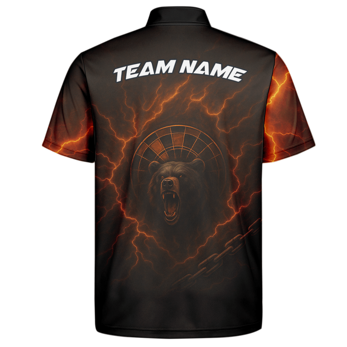 Personalisiertes Herren Poloshirt "Feuriger Bär Blitzpfeil" Schwarz Rot Orange R3672 - Outfitsuche