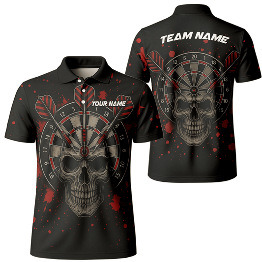 Personalisiertes Herren Poloshirt mit coolem Hai im Darts - Modus – Schwarz/Mehrfarbig X0845 - Outfitsuche
