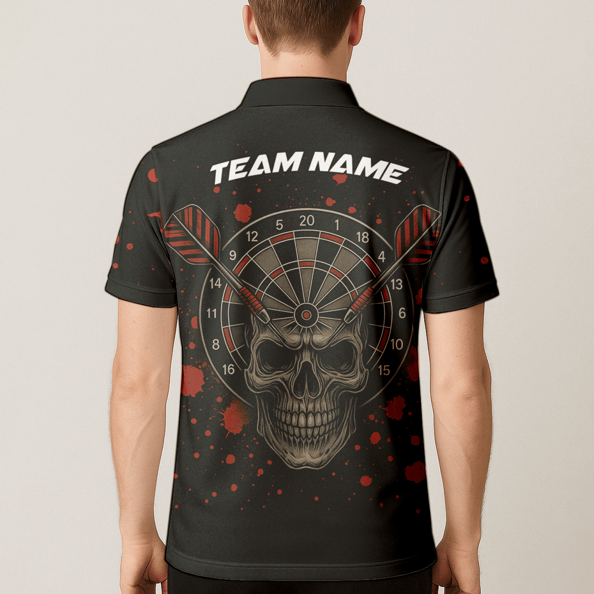 Personalisiertes Herren Poloshirt mit coolem Hai im Darts - Modus – Schwarz/Mehrfarbig X0845 - Outfitsuche
