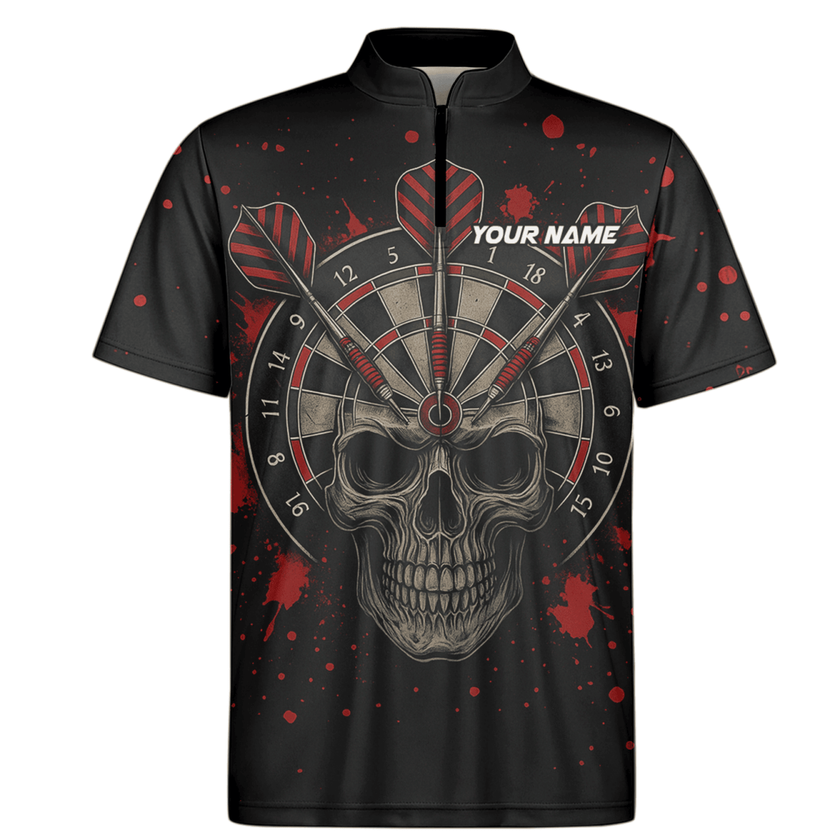 Personalisiertes Herren Poloshirt mit coolem Hai im Darts - Modus – Schwarz/Mehrfarbig X0845 - Outfitsuche