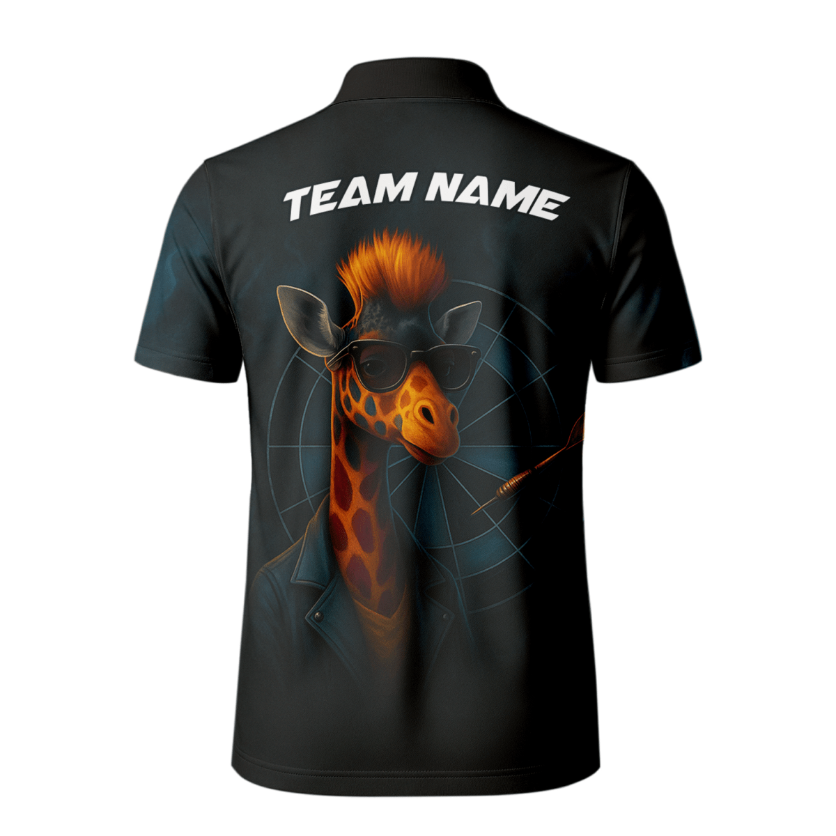 Personalisiertes Herren Poloshirt mit Dart - Giraffen Motiv Schwarz C1590 - Outfitsuche