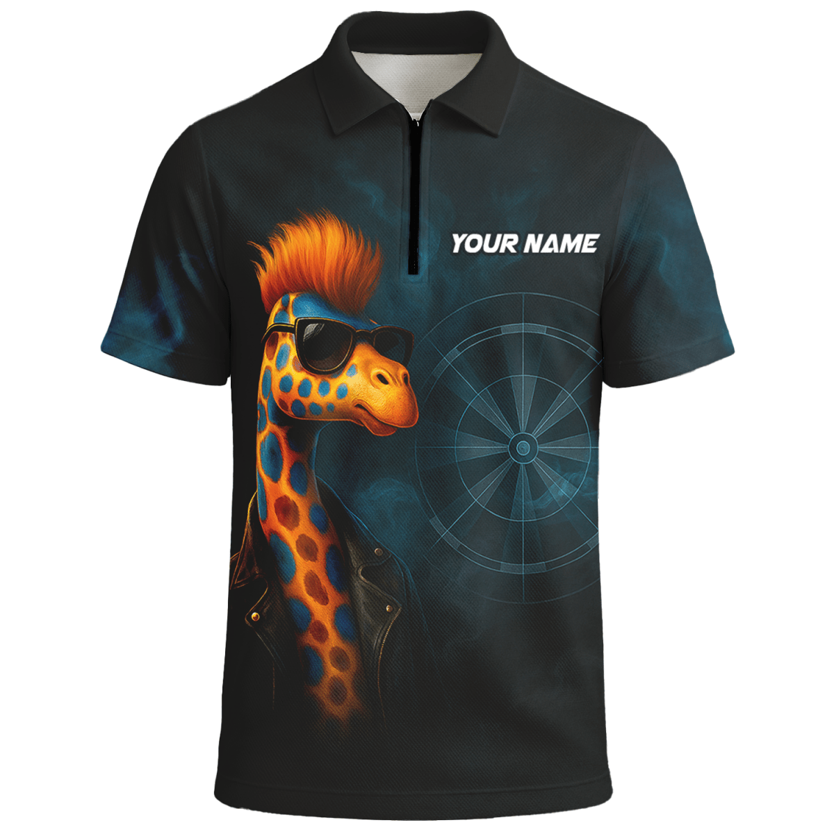 Personalisiertes Herren Poloshirt mit Dart - Giraffen Motiv Schwarz C1590 - Outfitsuche
