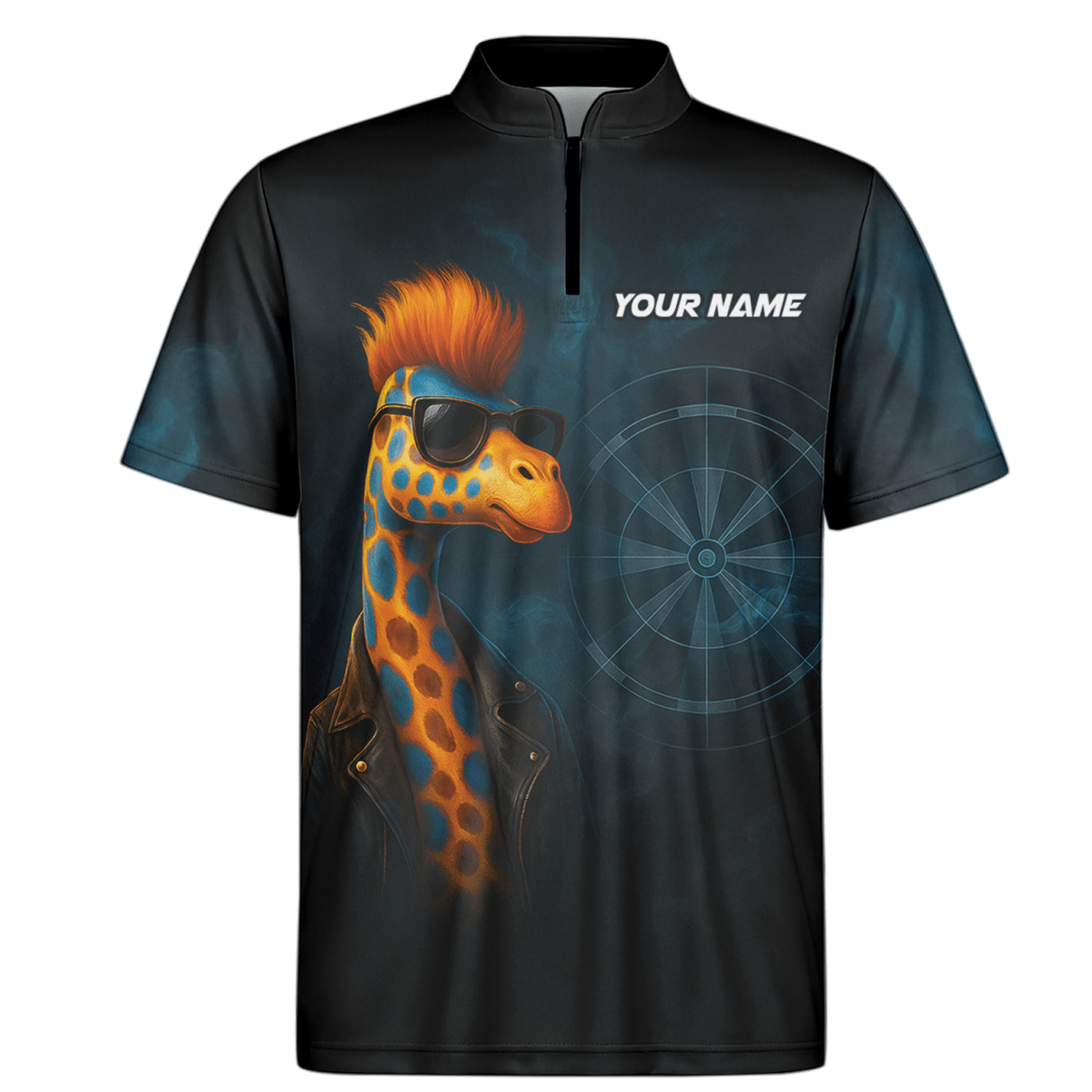 Personalisiertes Herren Poloshirt mit Dart - Giraffen Motiv Schwarz C1590 - Outfitsuche
