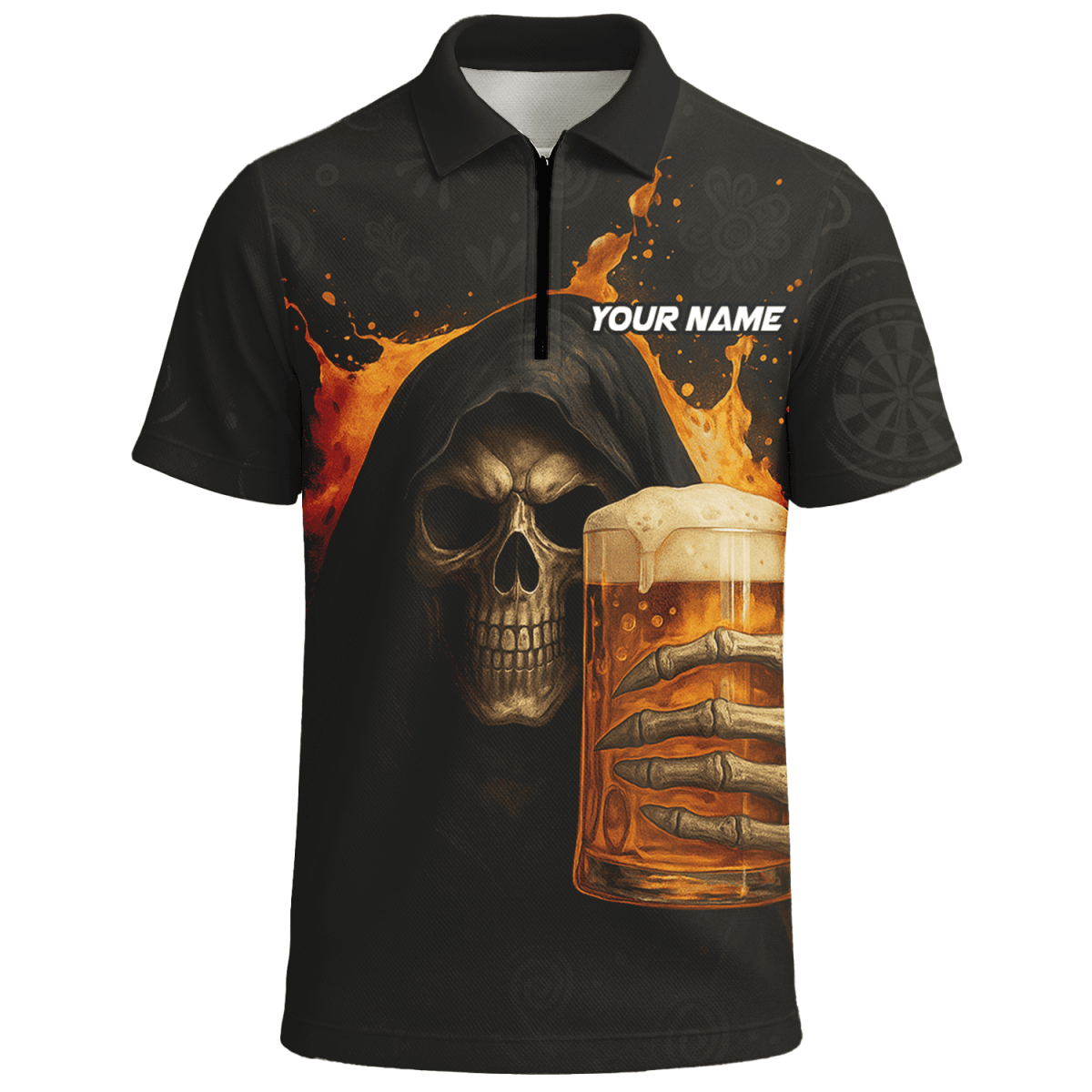 Personalisiertes Herren Poloshirt mit Dart - Motiv Grüne Flamme, Schwarz - Grün W9913 - Outfitsuche