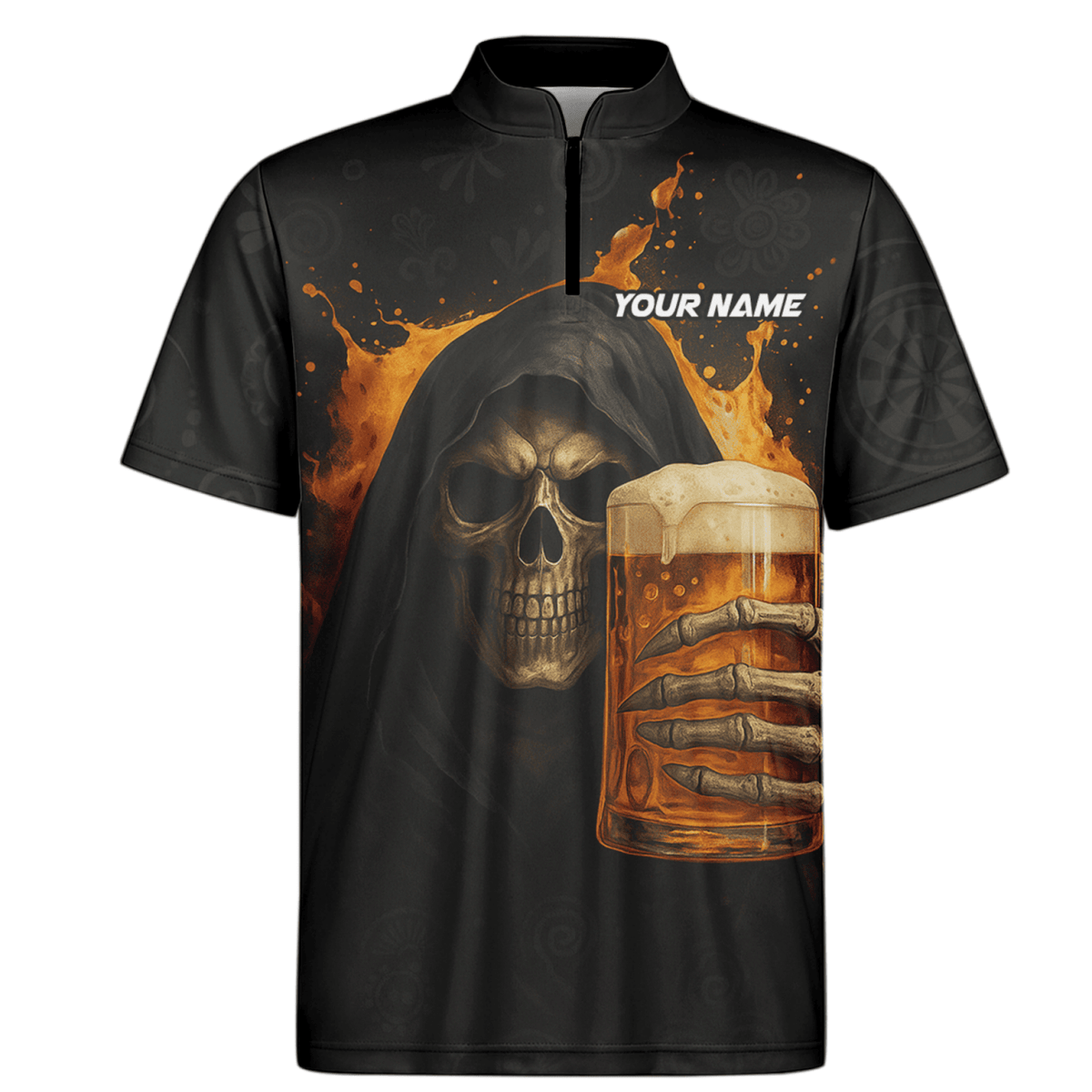 Personalisiertes Herren Poloshirt mit Dart - Motiv Grüne Flamme, Schwarz - Grün W9913 - Outfitsuche