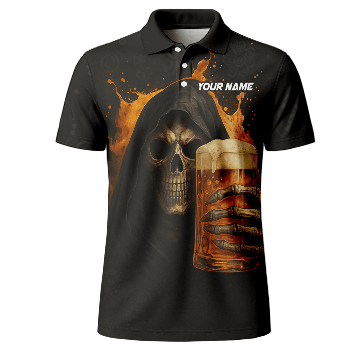 Personalisiertes Herren Poloshirt mit Dart - Motiv Grüne Flamme, Schwarz - Grün W9913 - Outfitsuche