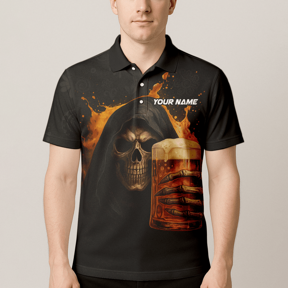 Personalisiertes Herren Poloshirt mit Dart - Motiv Grüne Flamme, Schwarz - Grün W9913 - Outfitsuche