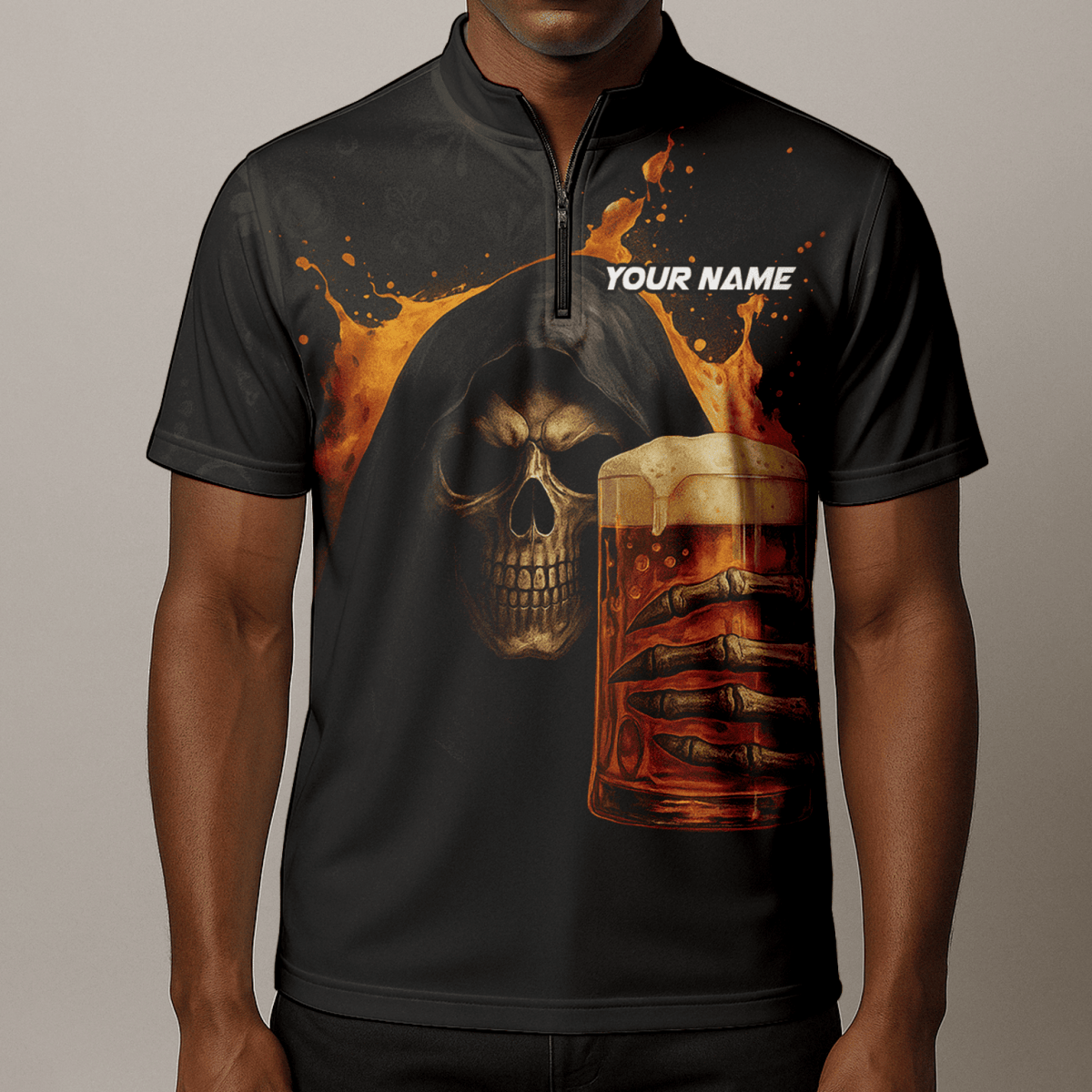 Personalisiertes Herren Poloshirt mit Dart - Motiv Grüne Flamme, Schwarz - Grün W9913 - Outfitsuche