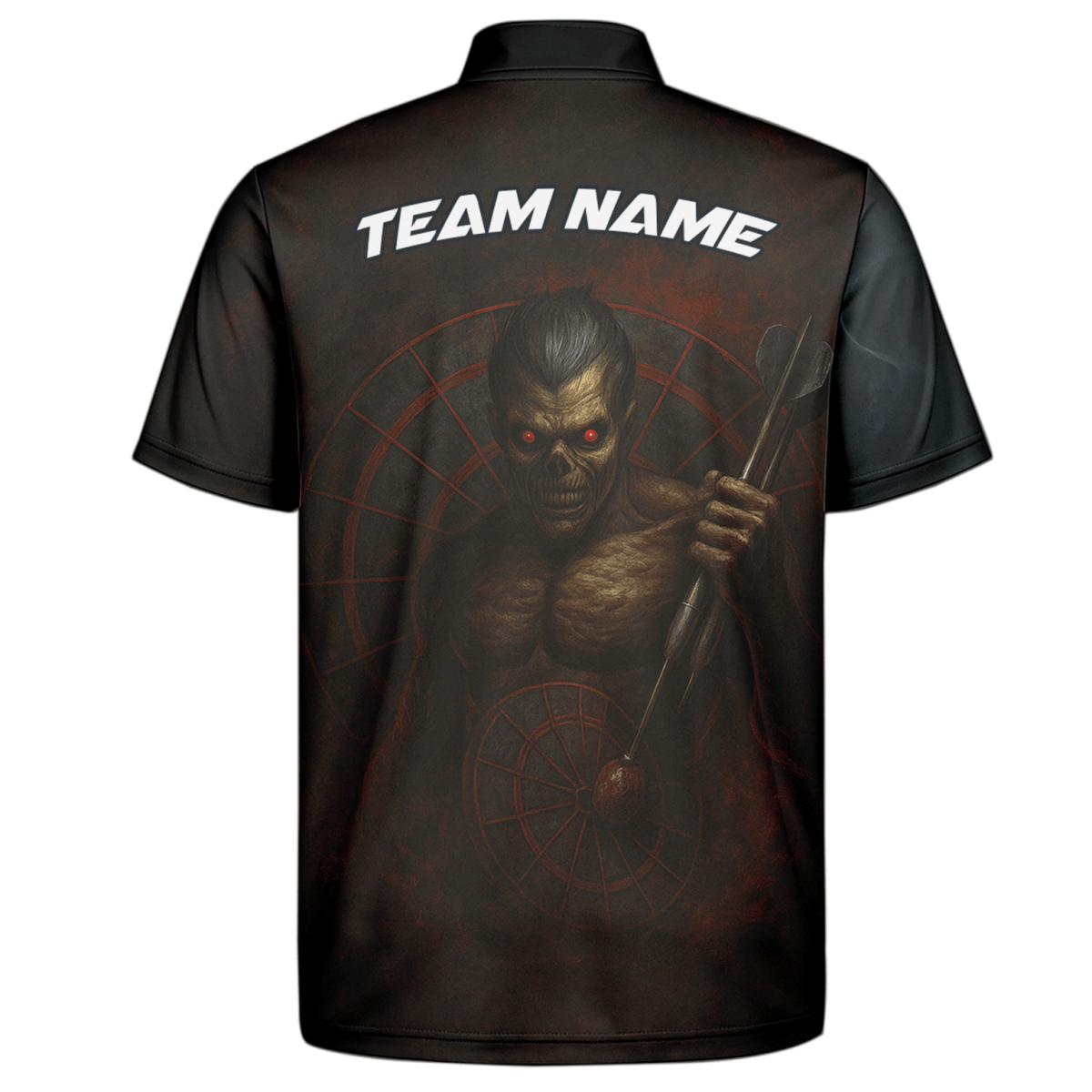 Personalisiertes Herren Poloshirt mit dunklem Totenkopf Zombie Dart Motiv B8029 - Outfitsuche