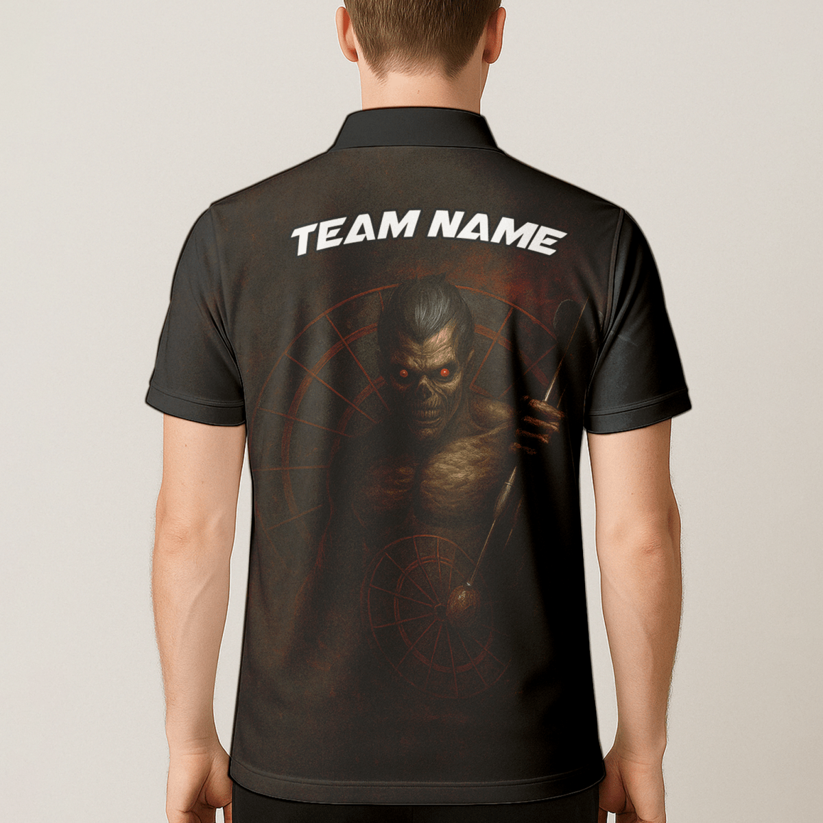 Personalisiertes Herren Poloshirt mit dunklem Totenkopf Zombie Dart Motiv B8029 - Outfitsuche