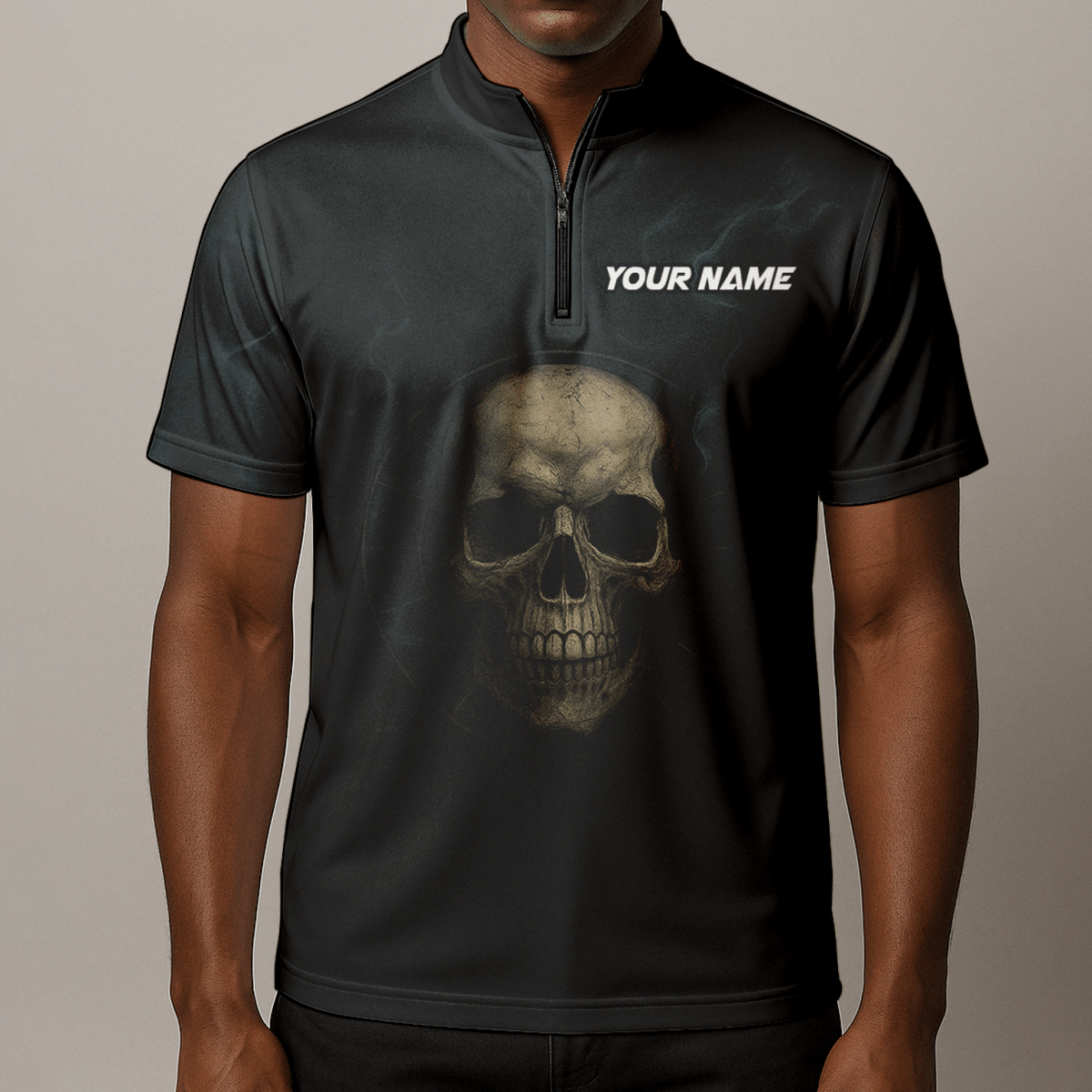 Personalisiertes Herren Poloshirt mit dunklem Totenkopf Zombie Dart Motiv B8029 - Outfitsuche