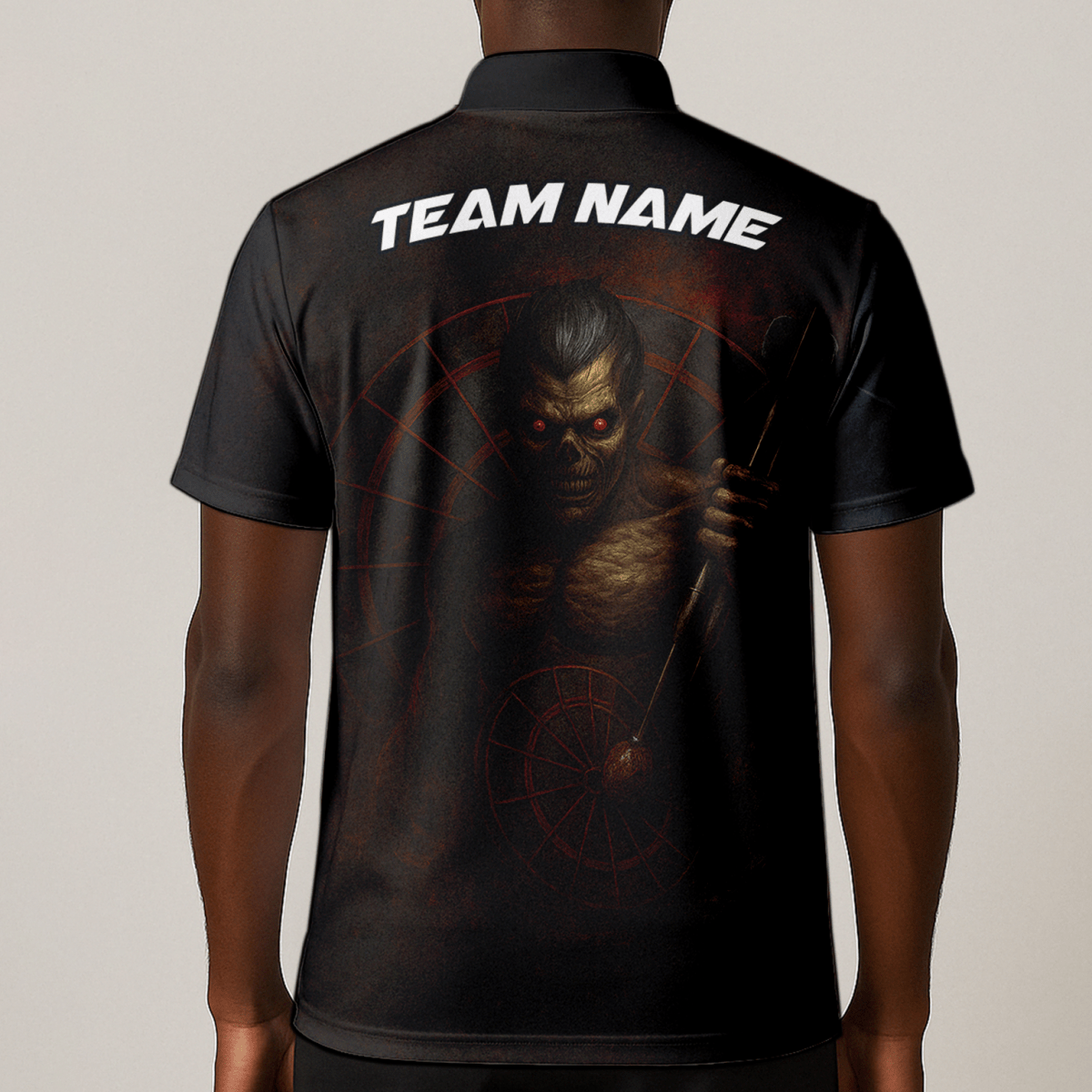 Personalisiertes Herren Poloshirt mit dunklem Totenkopf Zombie Dart Motiv B8029 - Outfitsuche