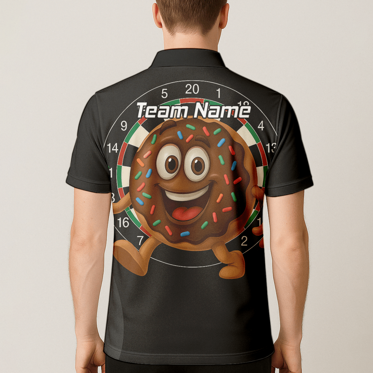Personalisiertes Herren Poloshirt Schwarz – Lustiges Dart - Motiv mit Donut und Streuseln R0697 - Outfitsuche