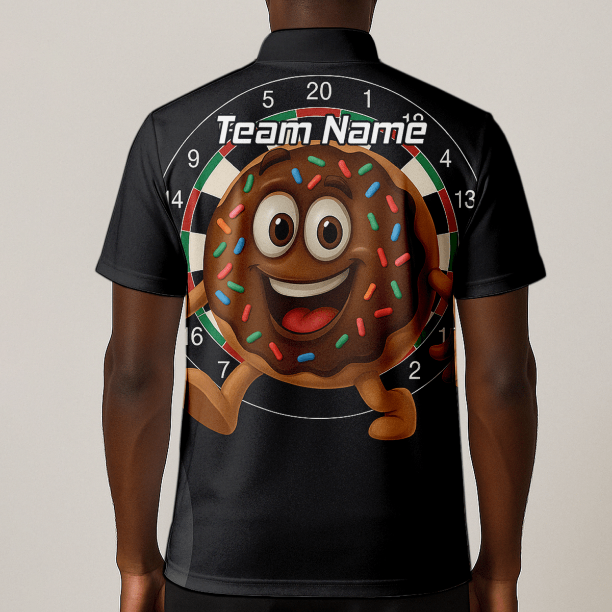 Personalisiertes Herren Poloshirt Schwarz – Lustiges Dart - Motiv mit Donut und Streuseln R0697 - Outfitsuche