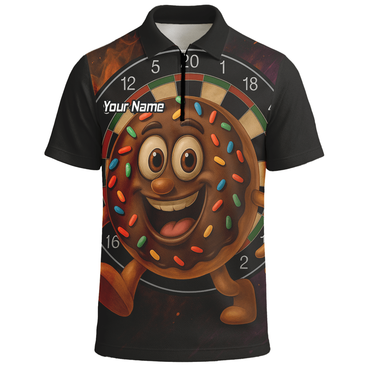 Personalisiertes Herren Poloshirt Schwarz – Lustiges Dart - Motiv mit Donut und Streuseln R0697 - Outfitsuche