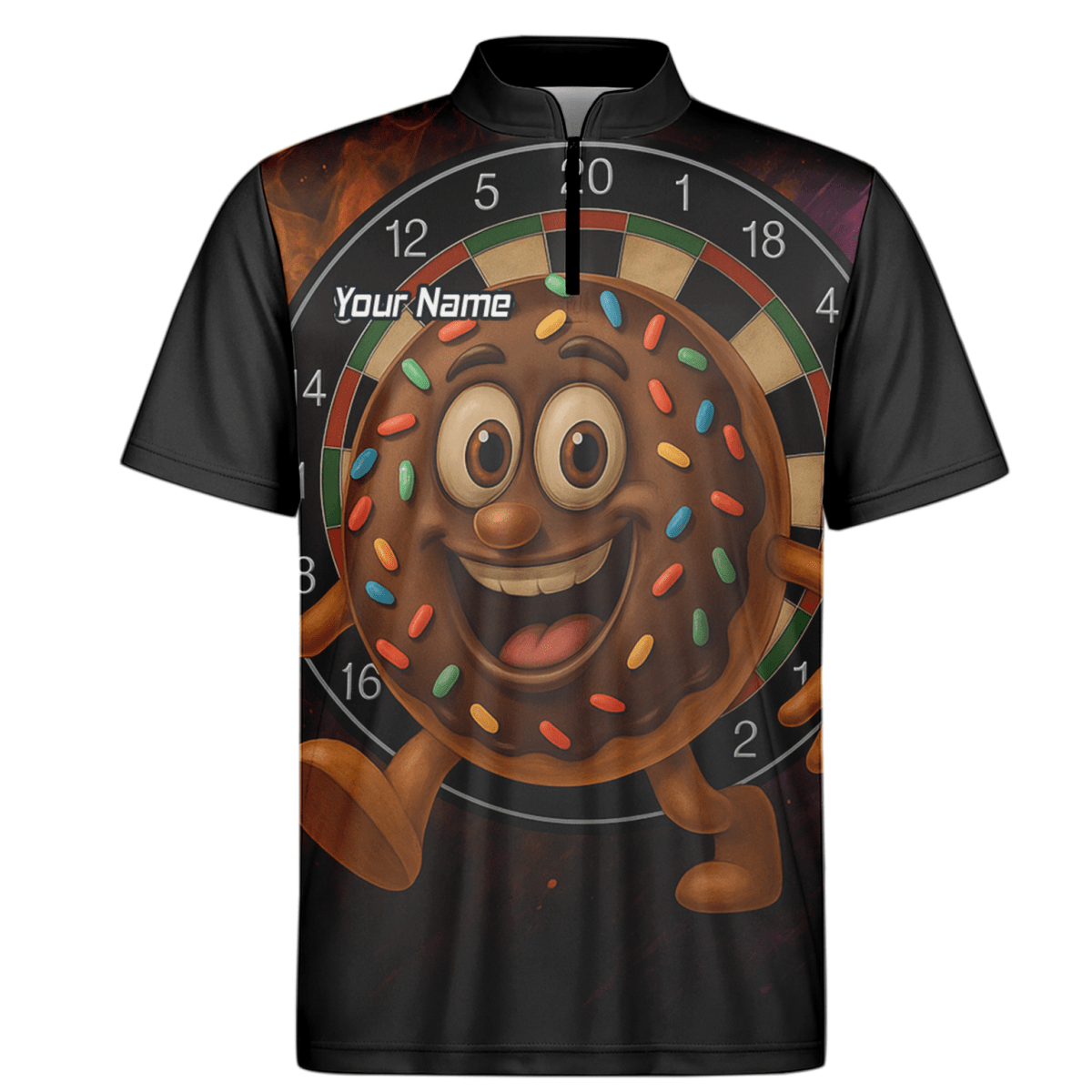 Personalisiertes Herren Poloshirt Schwarz – Lustiges Dart - Motiv mit Donut und Streuseln R0697 - Outfitsuche