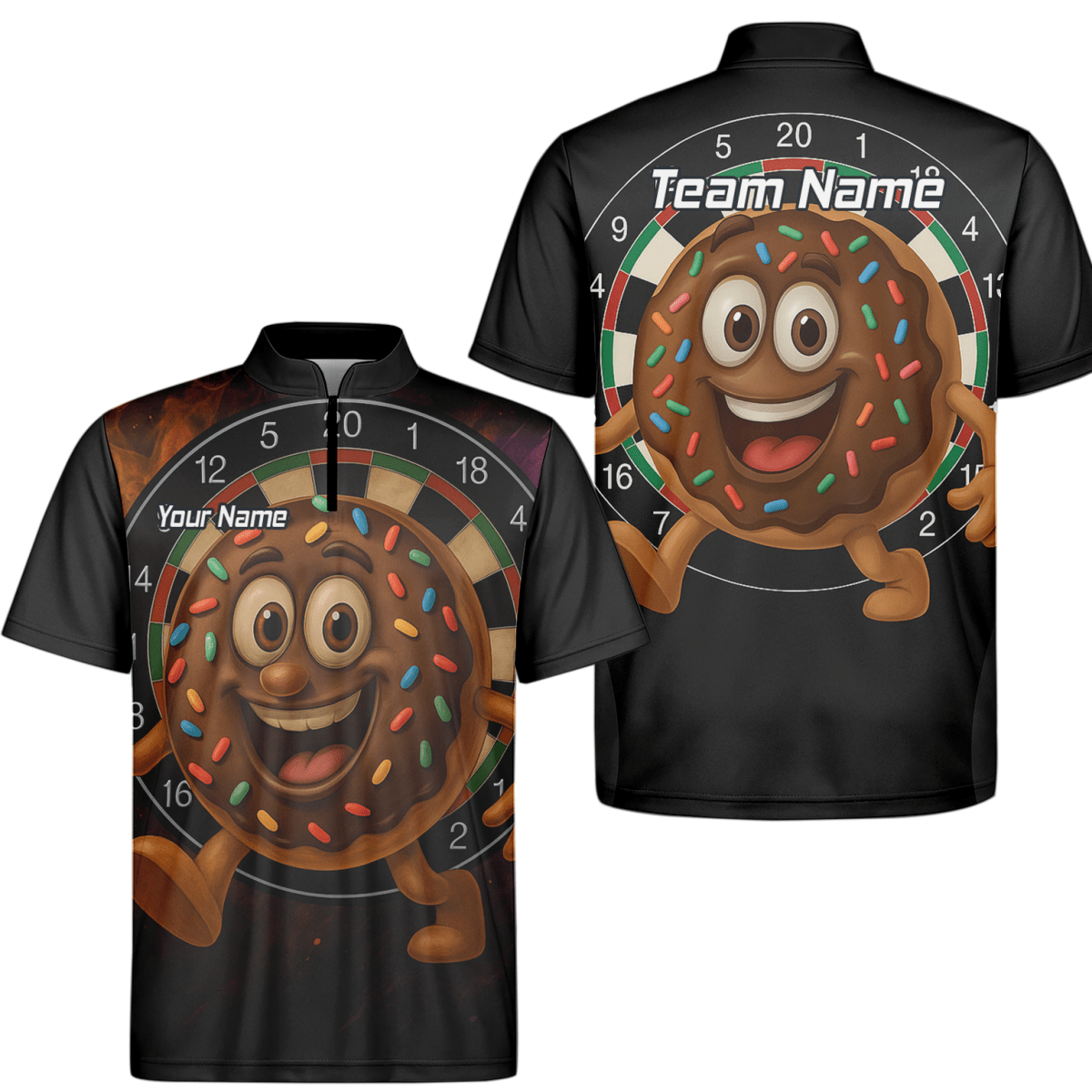 Personalisiertes Herren Poloshirt Schwarz – Lustiges Dart - Motiv mit Donut und Streuseln R0697 - Outfitsuche