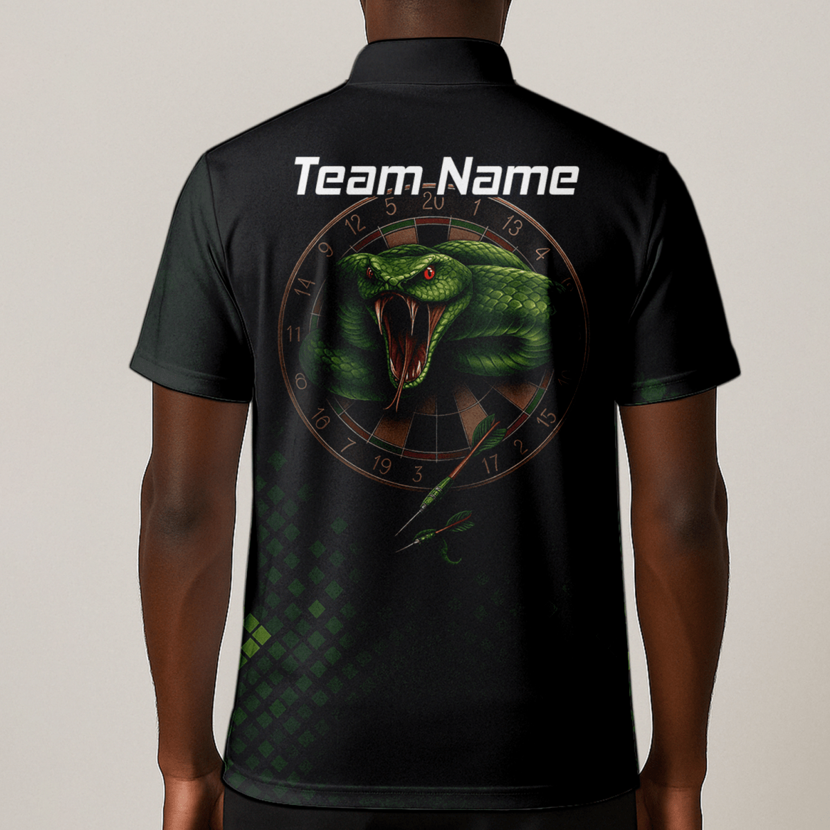 Personalisiertes Herren Poloshirt Schwarz mit Dartscheibe & Grüner Viper Motiv J2772 - Outfitsuche