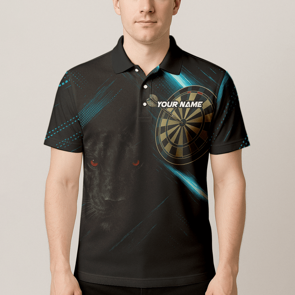 Personalisiertes Herren Poloshirt Schwarz mit grünem Flammenkobra - Dart - Motiv P6781 - Outfitsuche