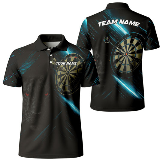 Personalisiertes Herren Poloshirt Schwarz mit grünem Flammenkobra - Dart - Motiv P6781 - Outfitsuche