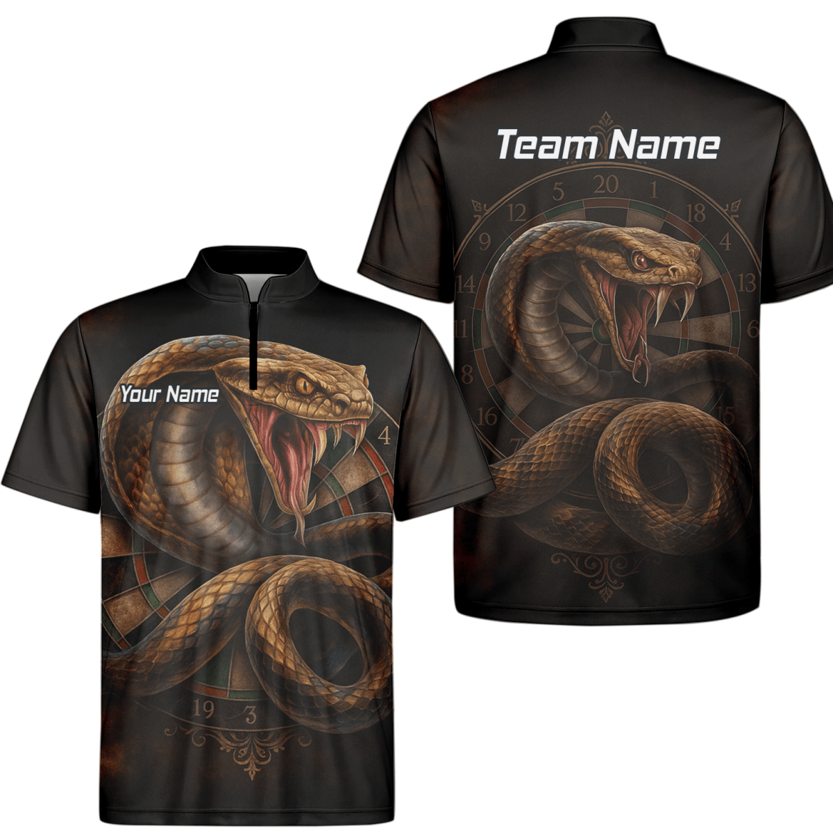 Personalisiertes Herren Poloshirt – Wildes Schlangen - Motiv, Schwarz Braun X9746 - Outfitsuche