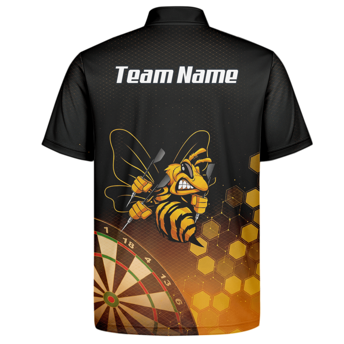 Personalisiertes Hornisse Wespe Dart - Polohemd mit Reißverschluss Schwarz - Gold Wabenmuster Custom Dart - Shirt für Herren L6754 - Outfitsuche