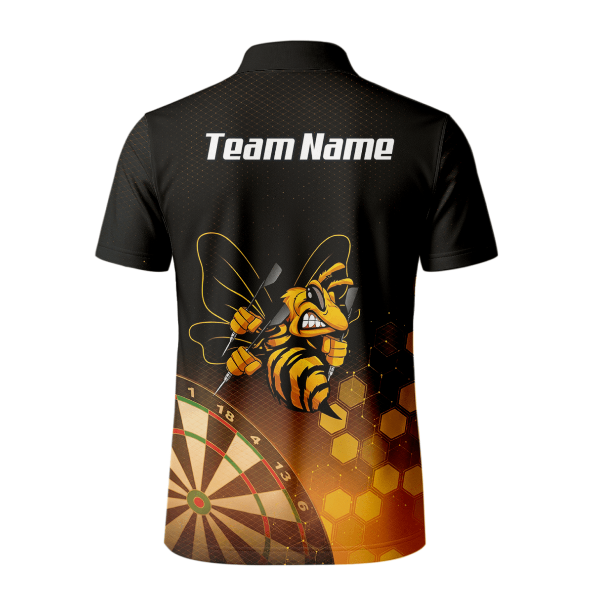 Personalisiertes Hornisse Wespe Dart - Polohemd mit Reißverschluss Schwarz - Gold Wabenmuster Custom Dart - Shirt für Herren L6754 - Outfitsuche