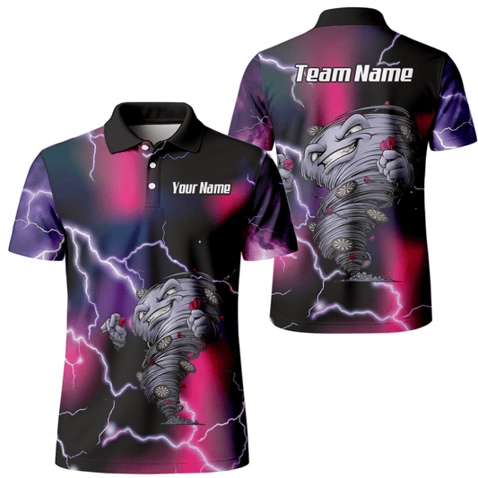 Personalisiertes Hurricane Tornado Dart - Trikot Poloshirt mit Reißverschluss Lila Pink Blitz für Herren L3159 - Outfitsuche