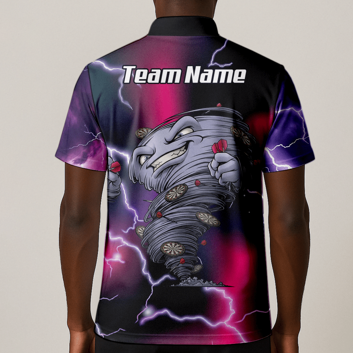 Personalisiertes Hurricane Tornado Dart - Trikot Poloshirt mit Reißverschluss Lila Pink Blitz für Herren L3159 - Outfitsuche