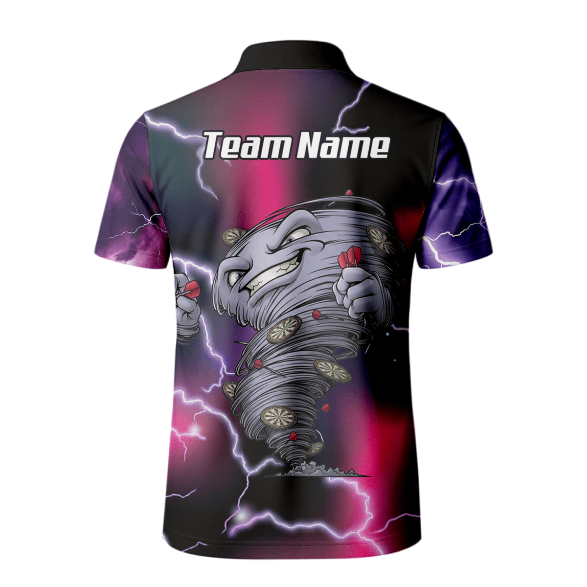 Personalisiertes Hurricane Tornado Dart - Trikot Poloshirt mit Reißverschluss Lila Pink Blitz für Herren L3159 - Outfitsuche