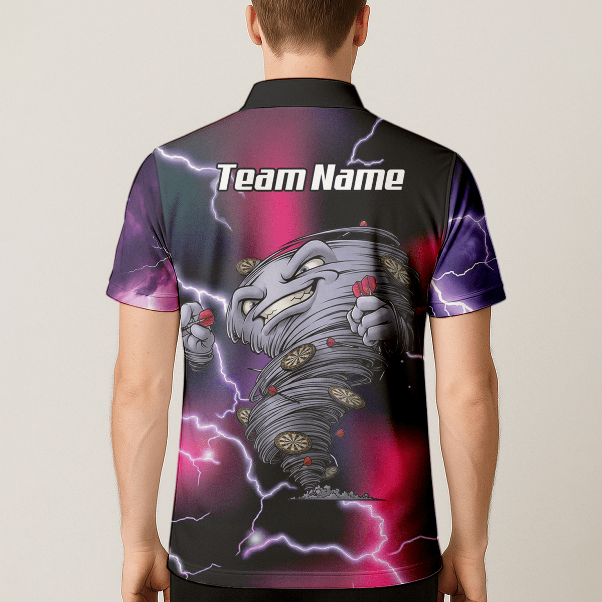 Personalisiertes Hurricane Tornado Dart - Trikot Poloshirt mit Reißverschluss Lila Pink Blitz für Herren L3159 - Outfitsuche
