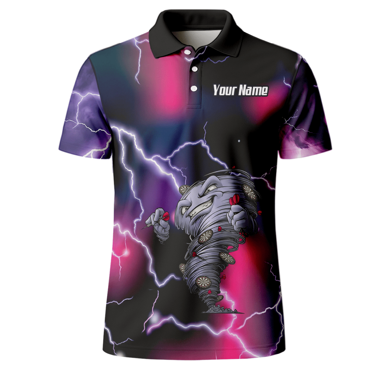 Personalisiertes Hurricane Tornado Dart - Trikot Poloshirt mit Reißverschluss Lila Pink Blitz für Herren L3159 - Outfitsuche
